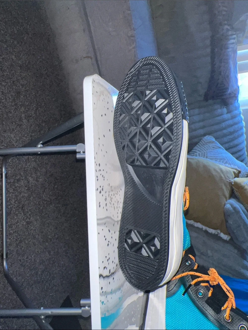 Converse Kids Black and Teal High-Tops with Orange Laces - Picture 5 of 8